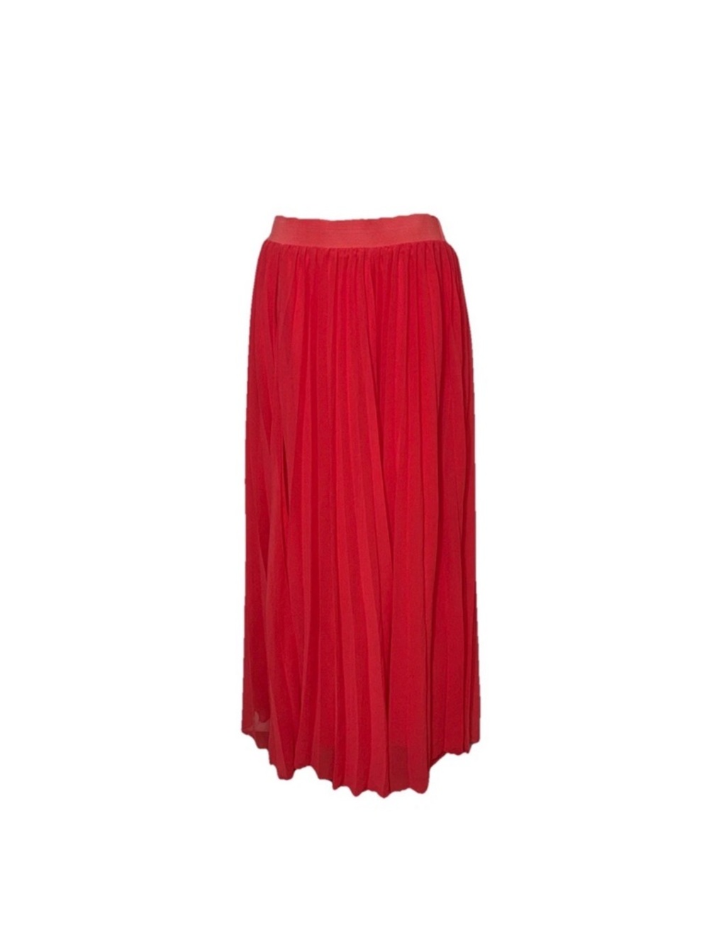 Kaktus Bright Coral Watermelon  Pleated Maxi Skirt, Size M